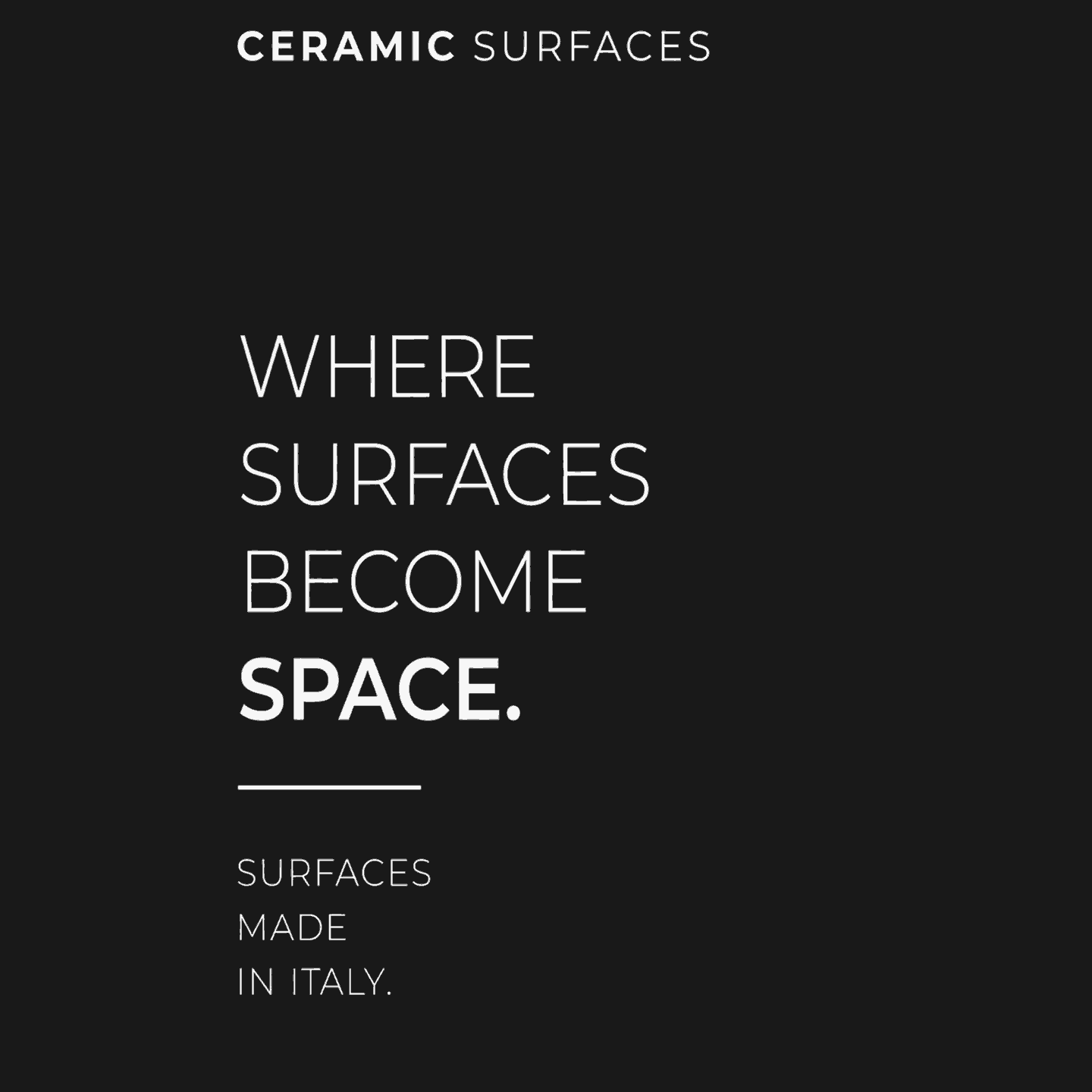 Graphic content: "Where surfaces become space"